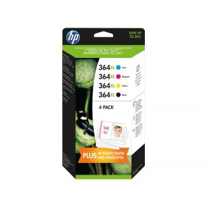 HP 364XL CMYK pack de 4 cartuchos de alta capacidad XL + Papel + Sobres