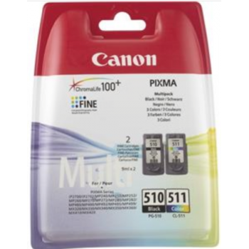 Canon Pack 2 Tintas Negra y Tricolor PG-510 / CL-511 -  2970B011 