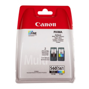 Canon Pack 2 Tintas Negra y Tricolor PG-560/CL-561 - 3713C006 - 180 págians