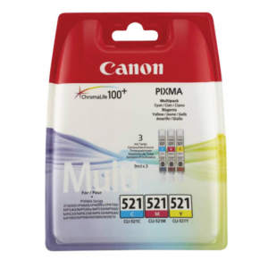 Canon Multipack 3 Tintas C/M/Y  CLI-521 - 2934B010 - 440 páginas