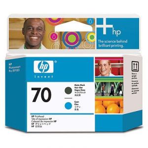 HP 70 Matte Black and Cyan Printhead Cabezal de Impresión Cian y Negro Mate HP 70 con Tecnología de Impresión HP Smart